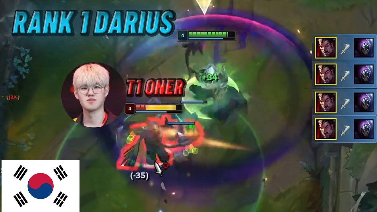 Rank 1 Darius RaiderGO Insane 1v9 in Korea vs T1 Oner
