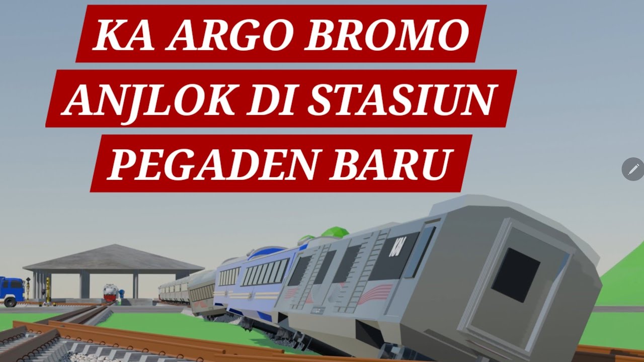 Ka Argo Bromo Anggrek anjlok di Subang dengan Blender 3D