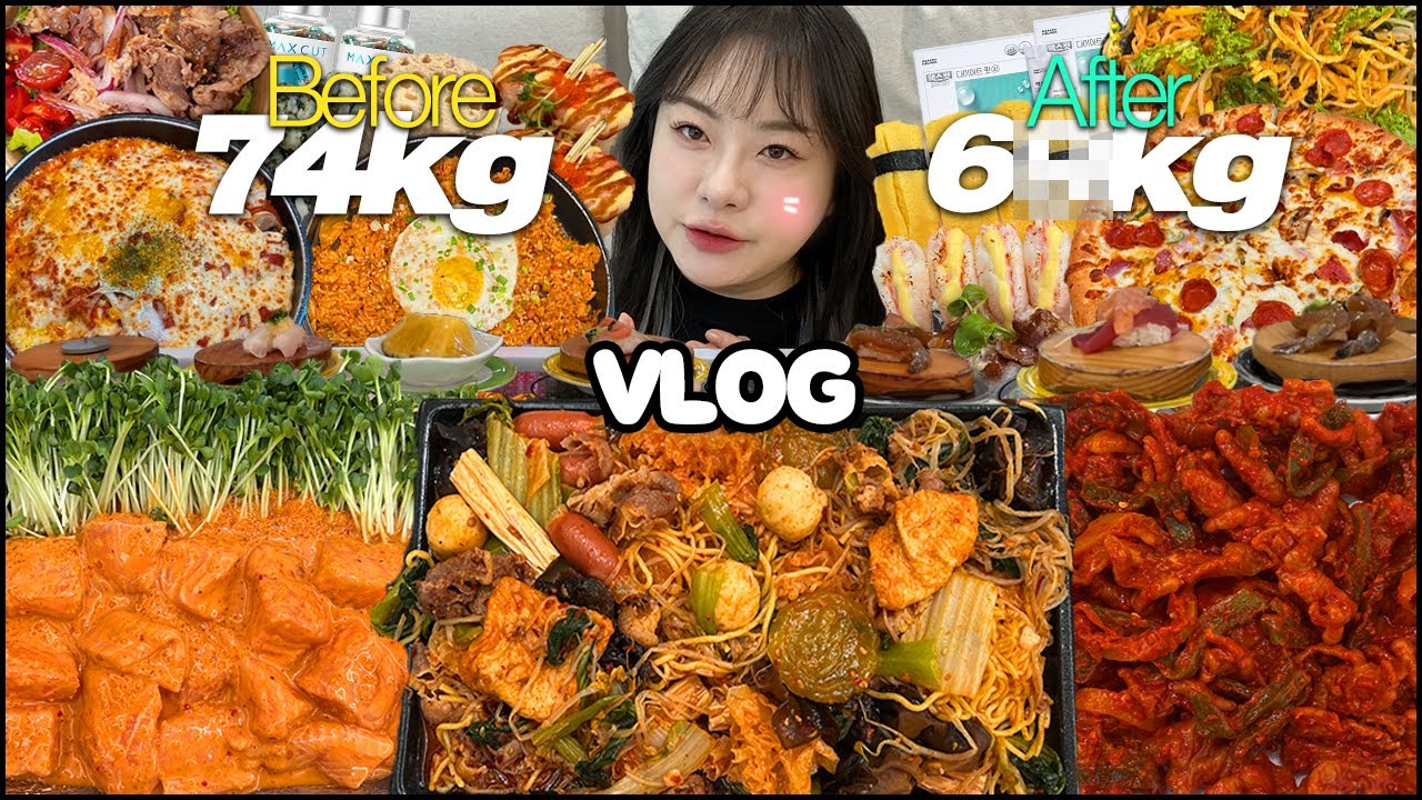 빠진 몸무게만 -23kg! 만칼로리 챌린지 후, 일주일 -5kg 급찐급빠 다이어트 성공!, 레몬무뼈닭발 먹방,마라샹궈 먹방,연어깍두기 먹방,이재모피자 먹방,회전초밥 먹방  VLOG