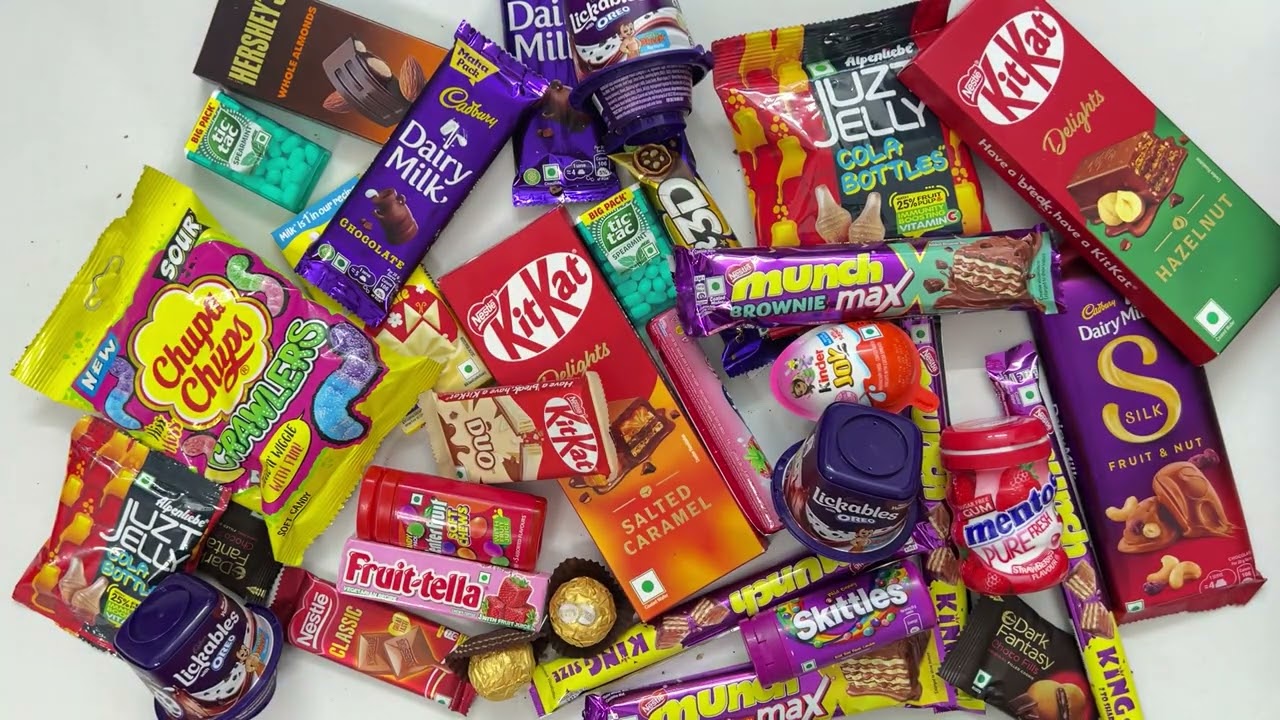 United States candy and chocolate’s Asmr satisfying videos of lots of candies 