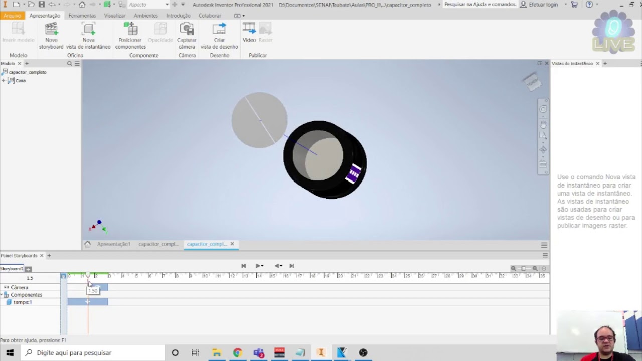 Montando apresentações de montagens no Autodesk Inventor 2020/2021.