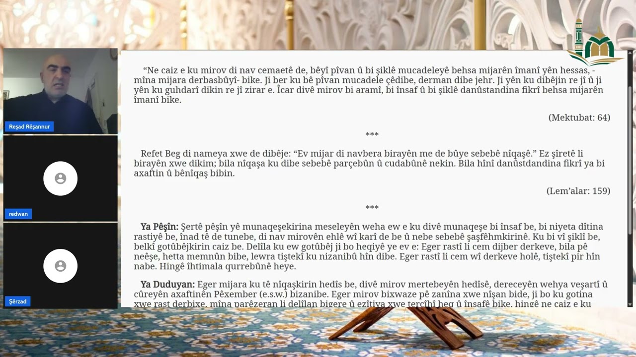 89.Dersên Rêbera Heyatê (R.NUR):ADÂBA MUNAQEŞEYÊ