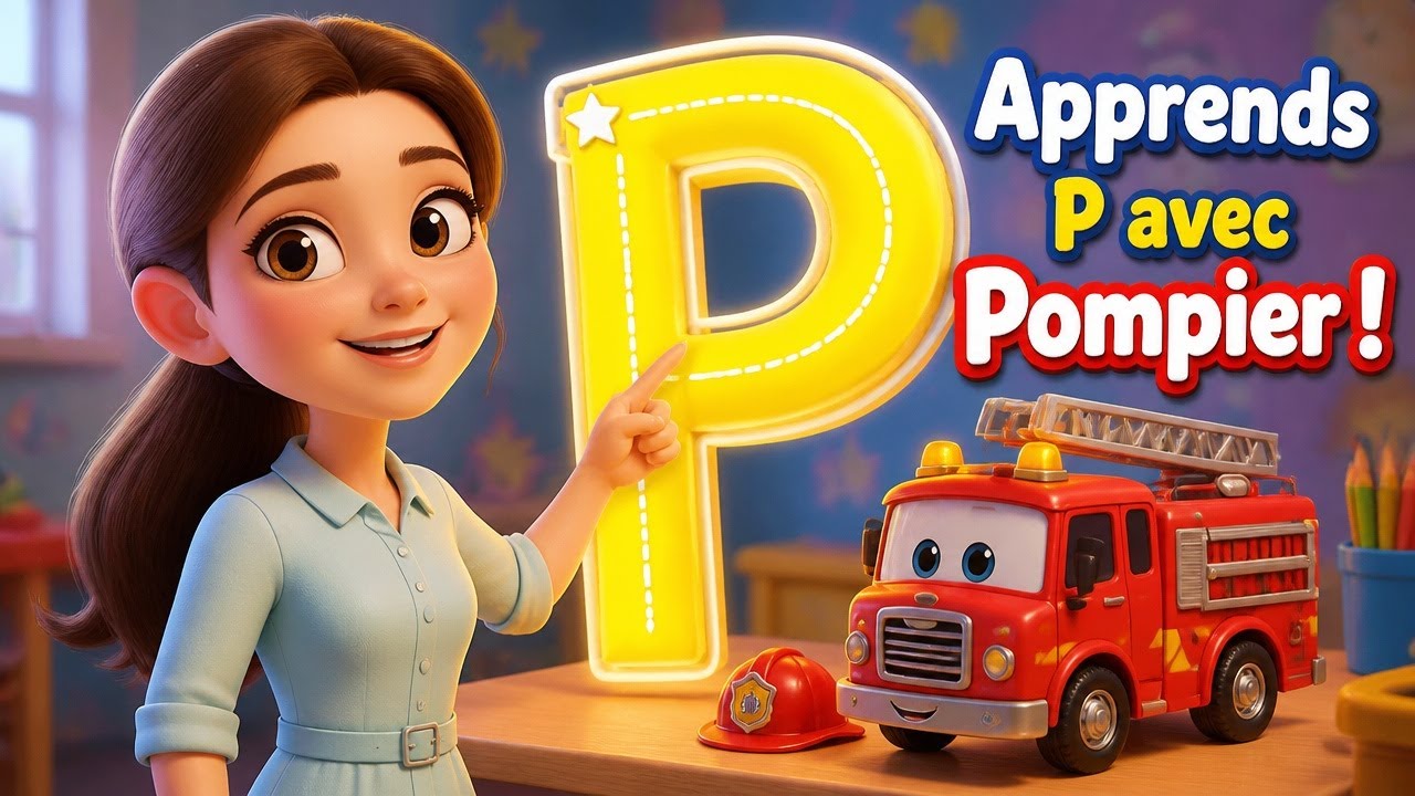 La lettre P | Camion de pompier, tracé et jeux pour les tout-petits