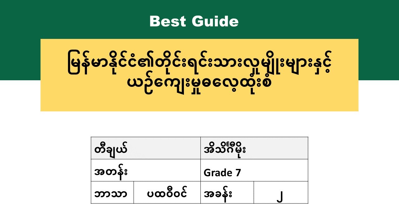 [BG] Grade 7 Geography - အခန်း(၂) အပိုင်း(၂)