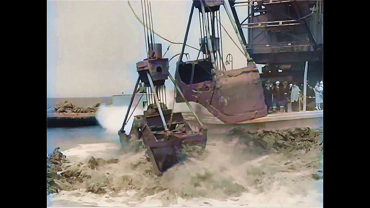 Amazing documentary about constructing the Dutch Afsluitdijk in 1929 in color! [AI colorized].