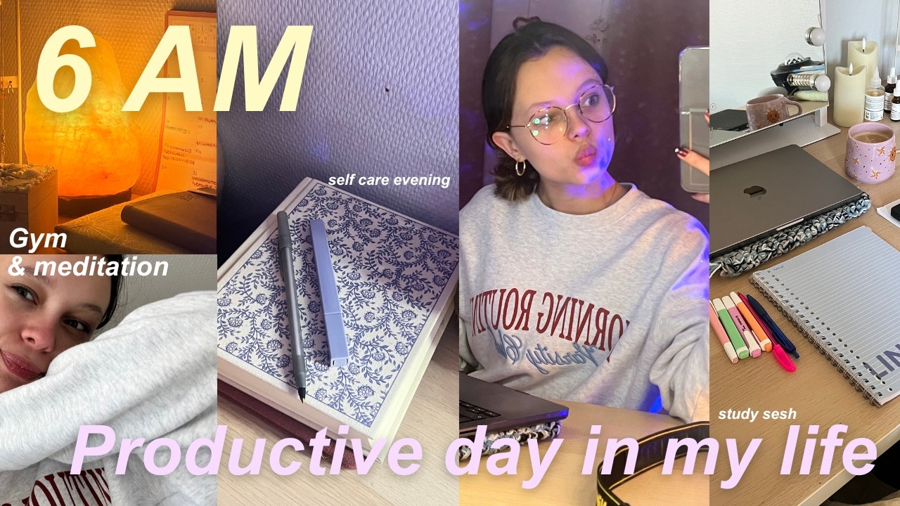 6AM productive day in my life 🧘‍♀️🦋 study sesh, morning and night routine, how to be productive