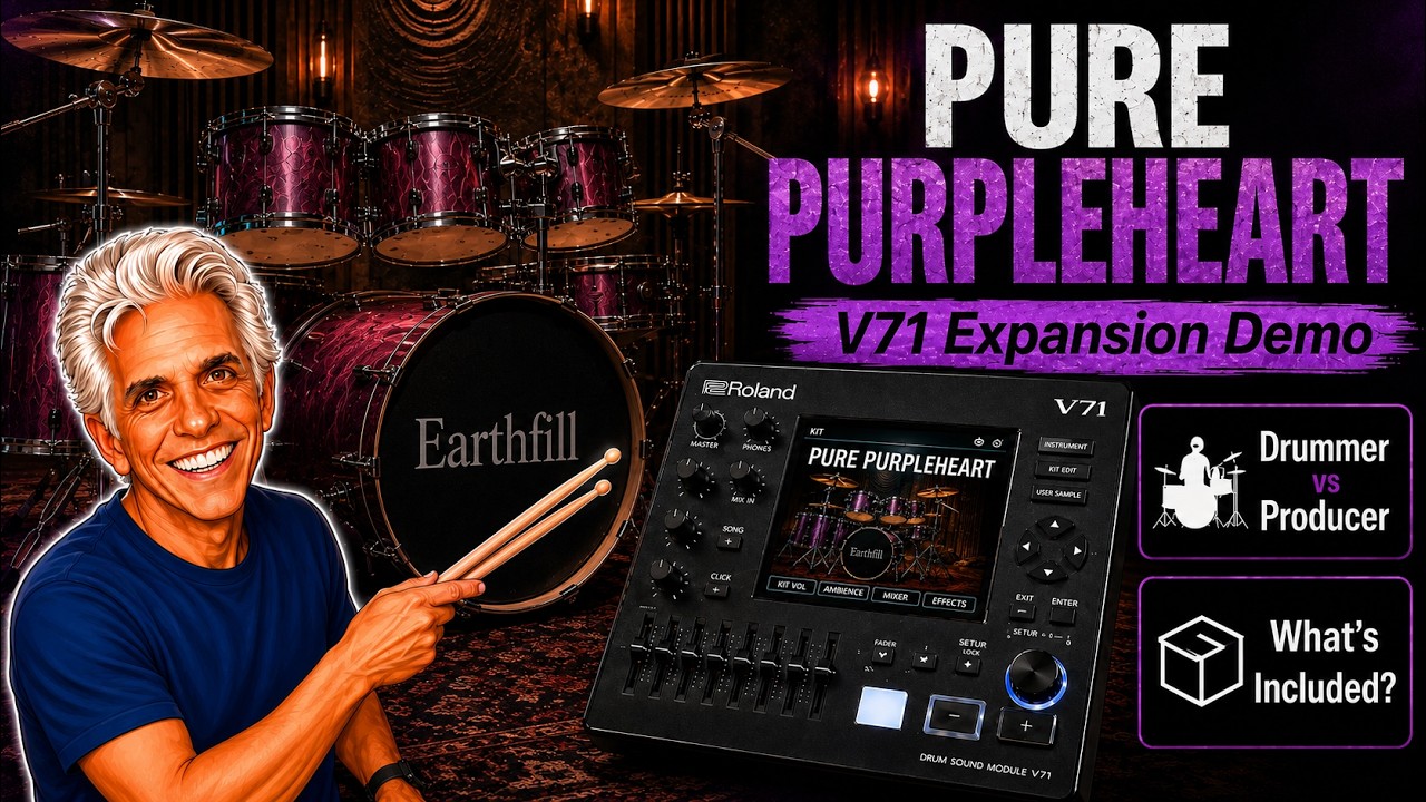 Демонстрация расширения Roland Pure Purpleheart &mdash; сравнение всех наборов ударных