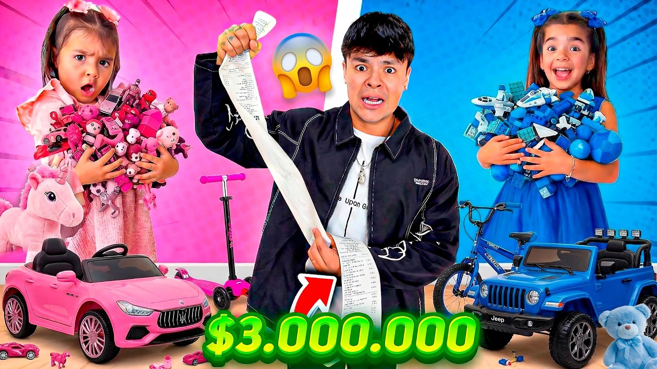 24 Horas Comprando TODO AZUL vs ROSA para Mis Hijas😱