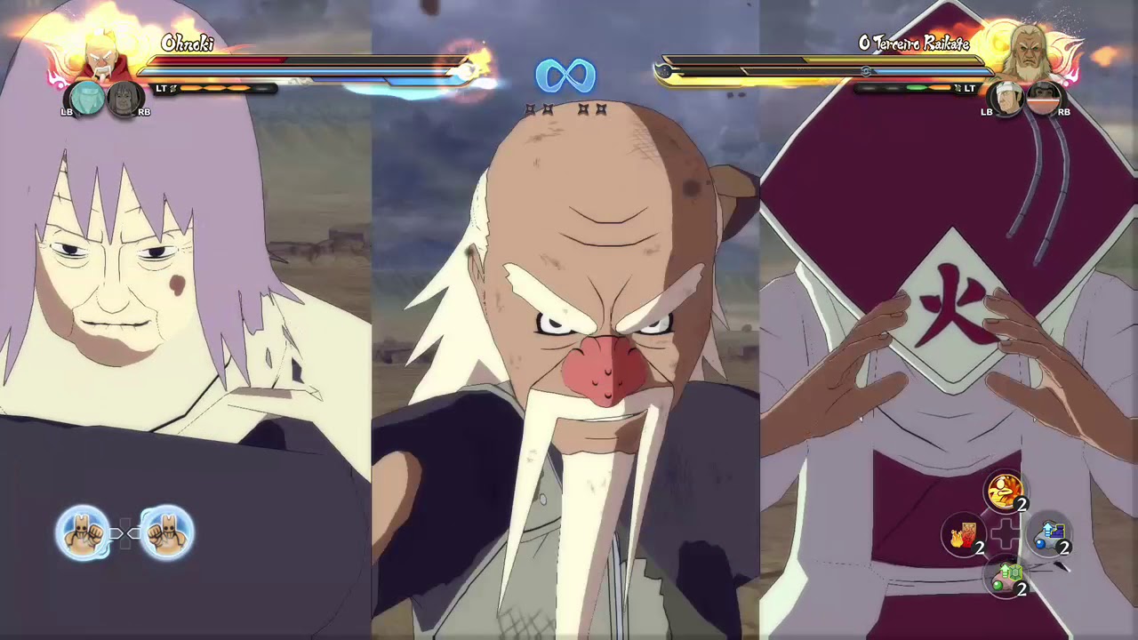 Hiruzen, Chiyo e Ohnoki Vs Danzo, Terceiro Raikage e Hanzo - NARUTO STORM 4 RTB DUBLADO PT-BR