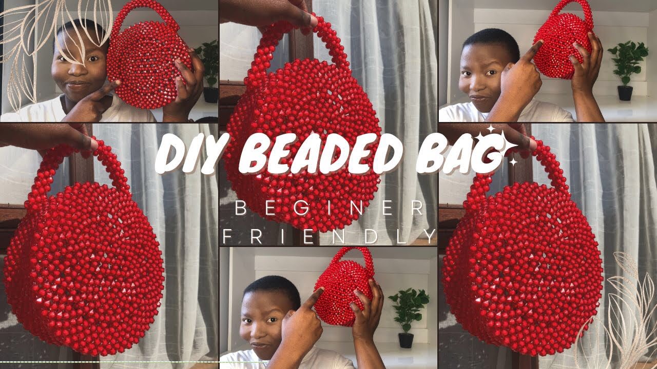 Diy round beaded bag//Make a beaded bag with me//♥️