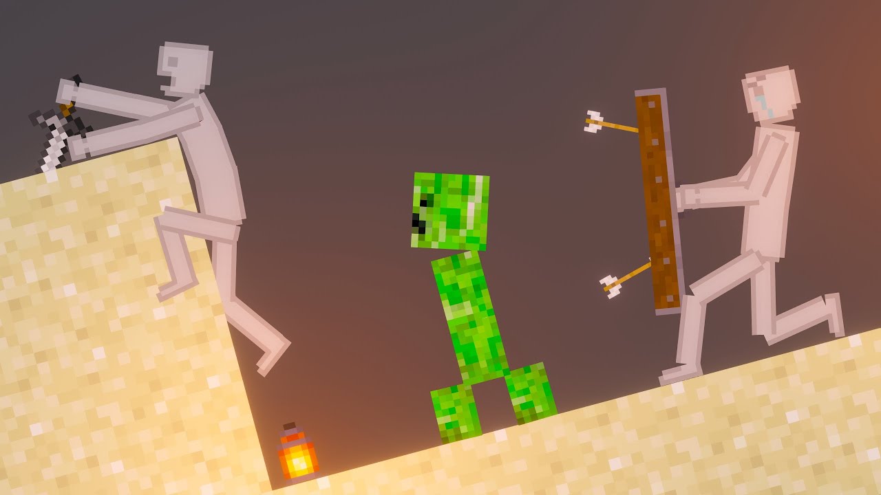 Minecraft Mobs Attack People in People Playground