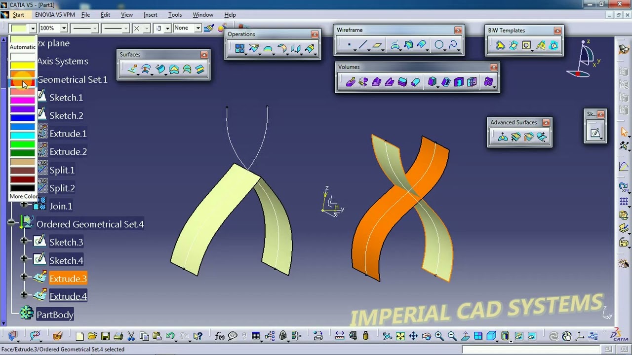Ordered geometrical set in Catia V5 Surfacing module