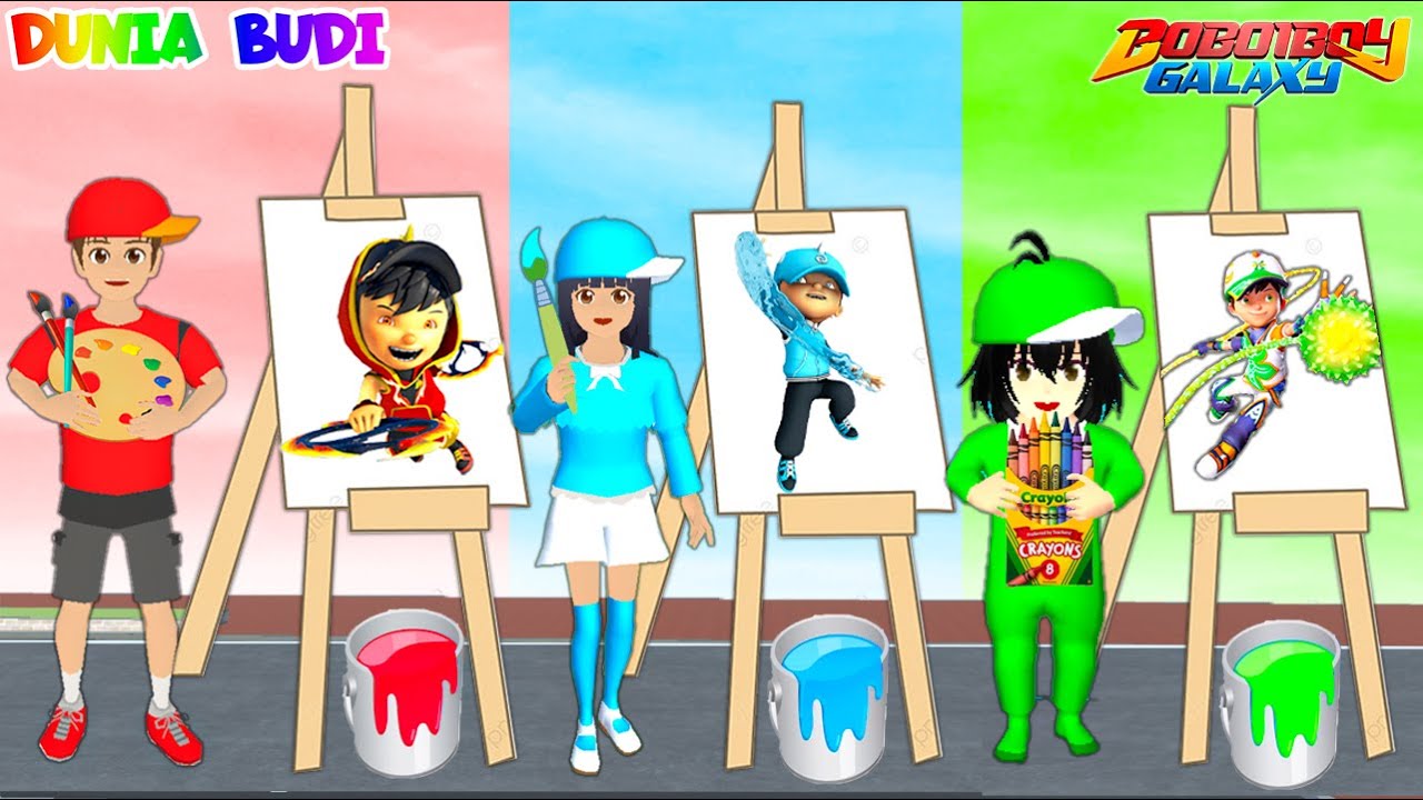 Yuta Mio Celine Lomba Mewarnai Karakter Boboiboy Galaxy Sesuai Elemen Api Es Duri