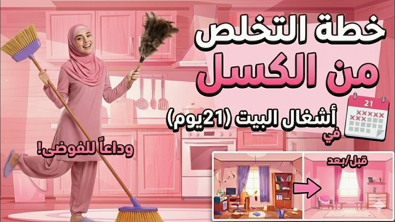 عييتي من العݣز 🙂‍↕️خطة 21 يوم📝 وغادي تقولي وداعًا للكسل والفوضى فالبيت✅  باي باي العݣز💯