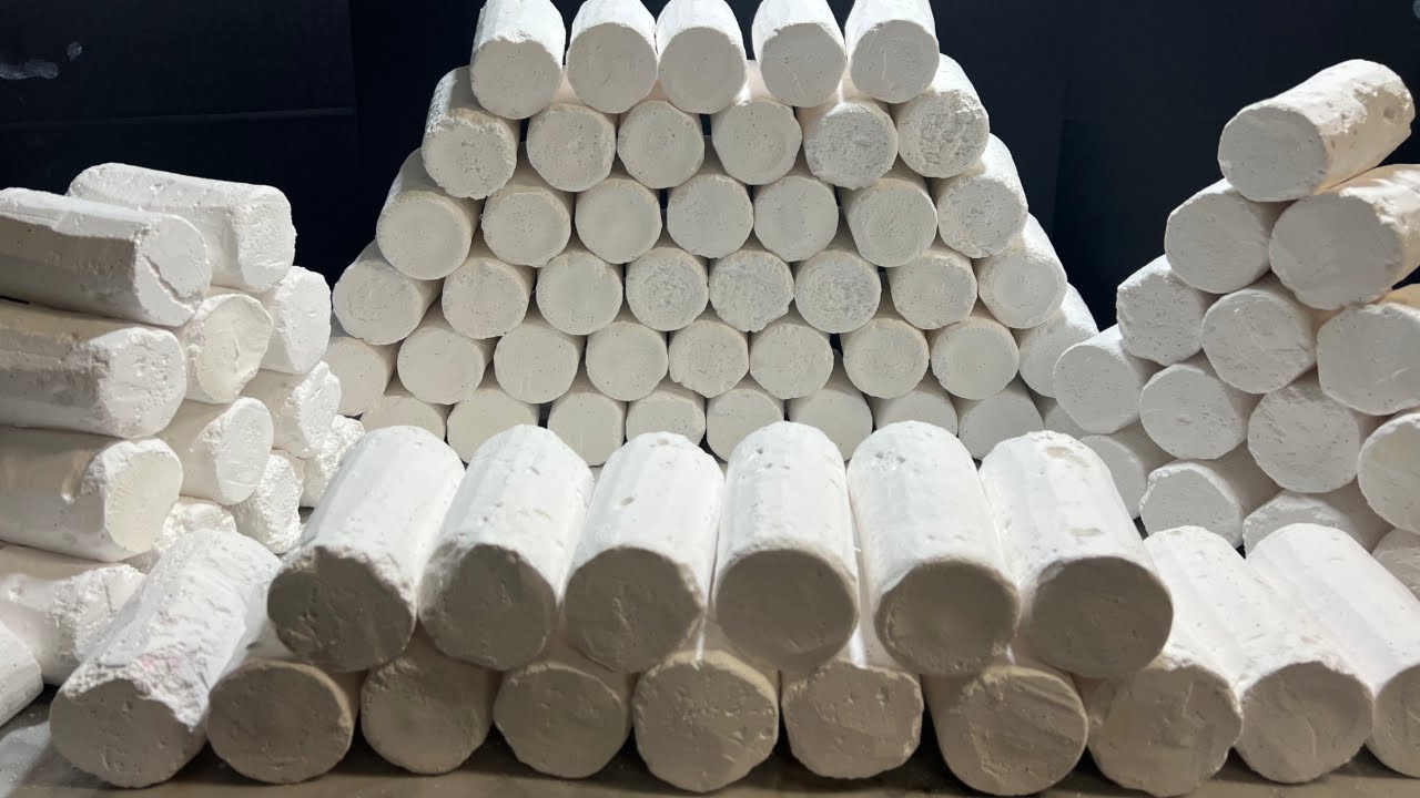 125 Chalk Cylinder Crush | Mass Crush | Sleep Aid | Oddly Satisfying | ASMR
