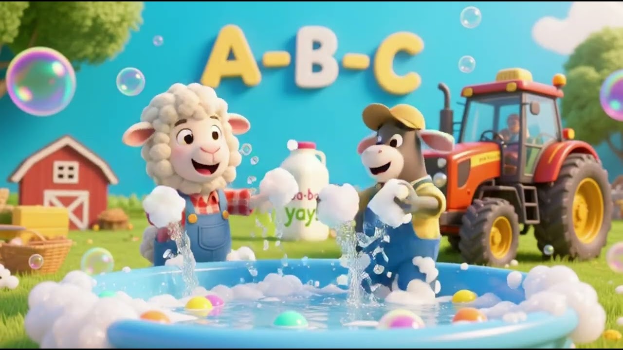 Tractor & Sheep Bath ABC Song 🚜🐑 | Learn Alphabet Letters | Nursery Rhymes & Kids Songs
