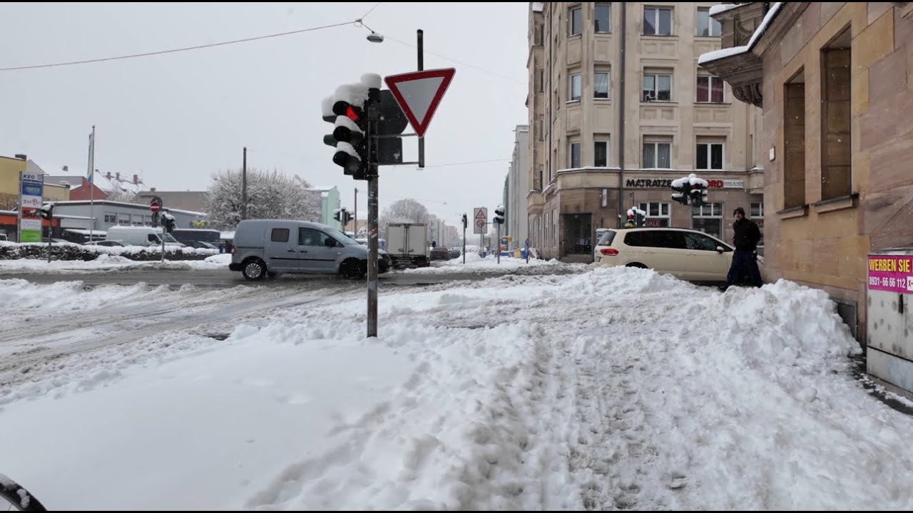 Schneechaos in Franken - Fürth Innenstadt - Südstadt