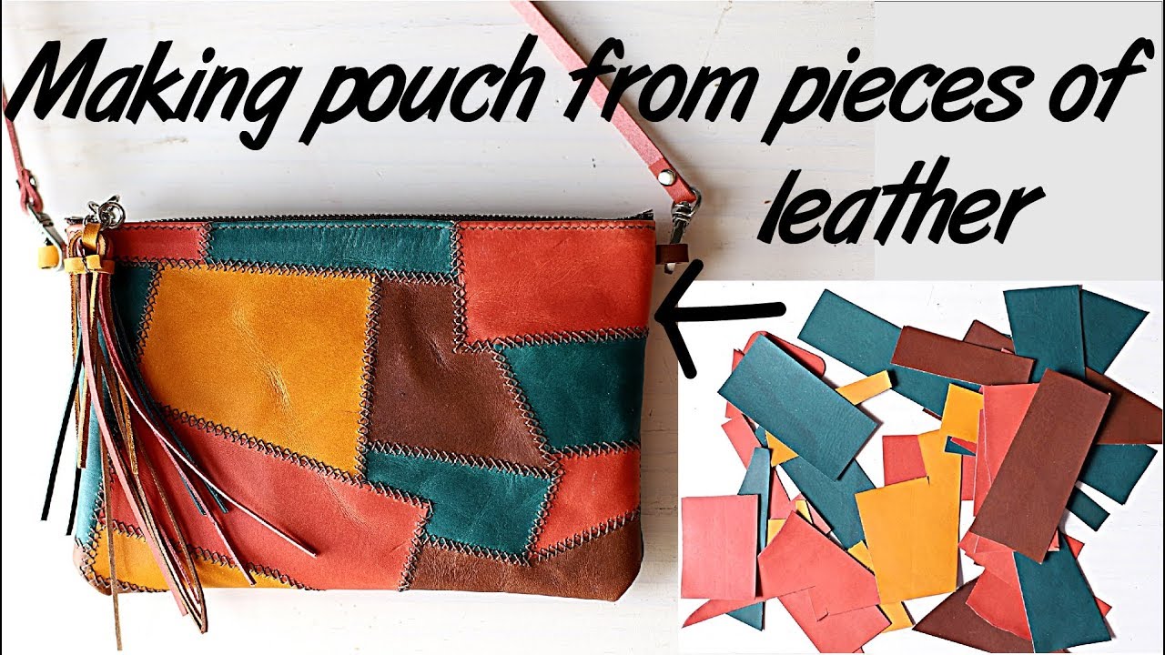[idea] Making pouch bag with pieces of leather / DIY bag / Leather craft