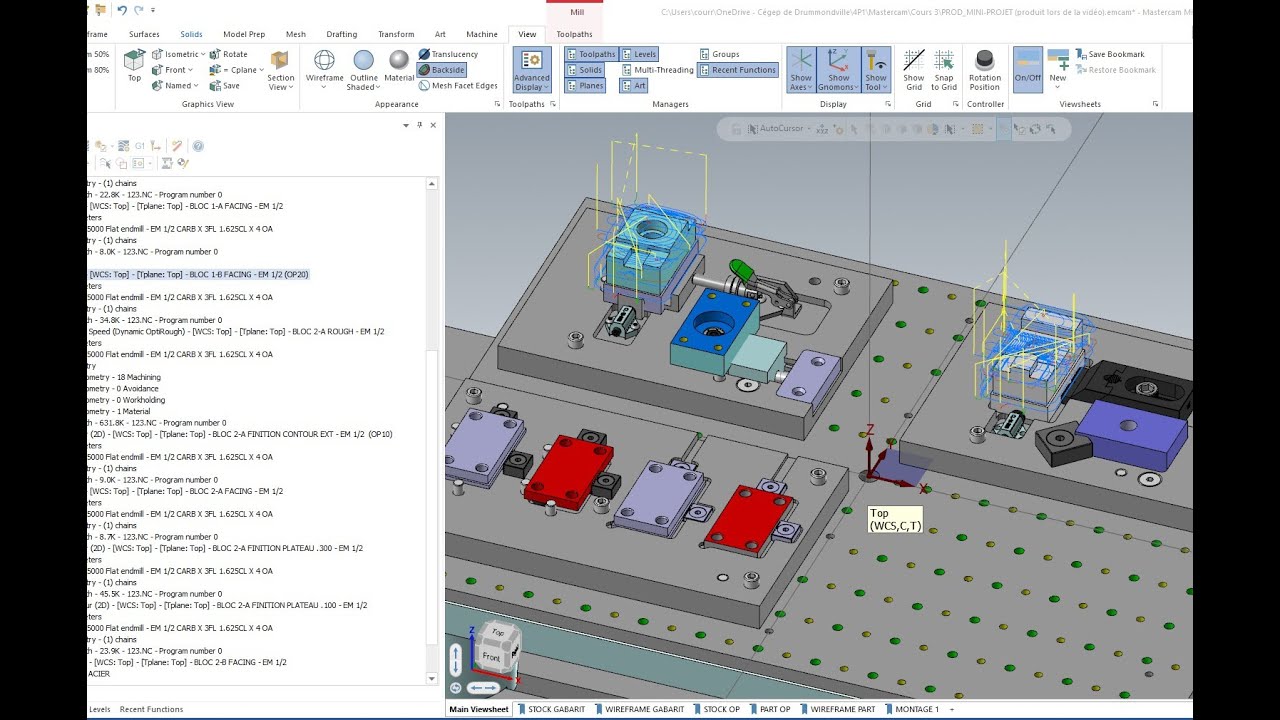 Mastercam - Organisation des parcours d'outils