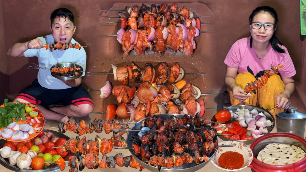 Chicken Sekuwa Recipe||Nepali Style Chicken Sekuwa with Roti Cooking in Village Darjeeling