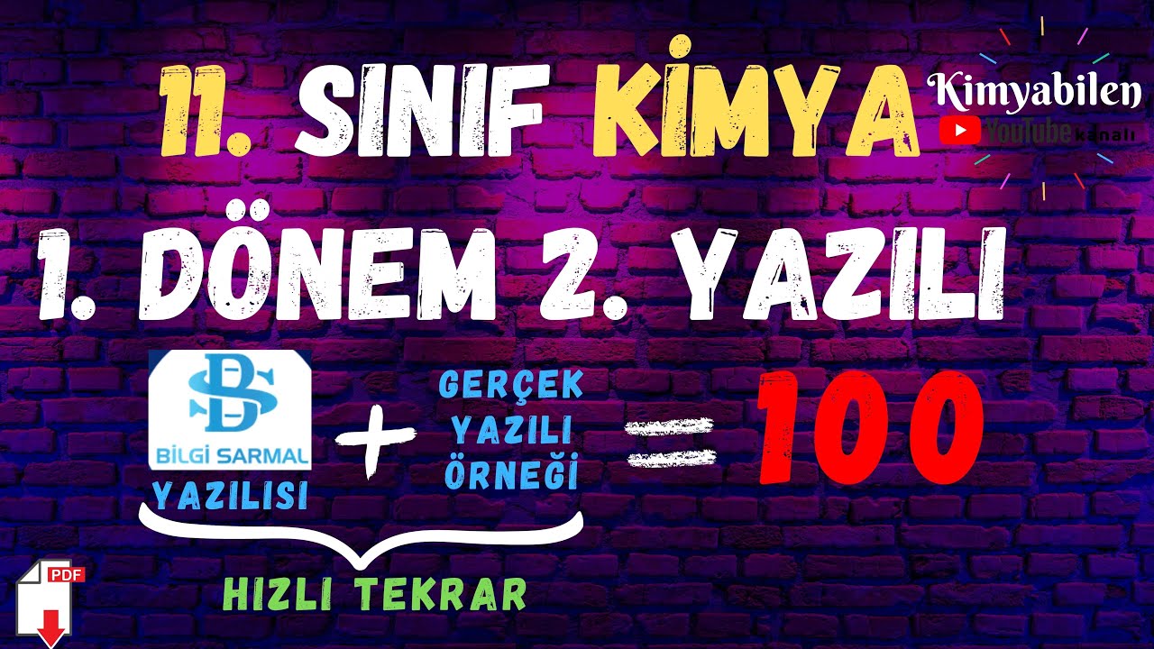 11. Sınıf Kimya 1. Dönem 2. Yazılı Örnek Senaryo Çözümleri 2024 2025 - 11.SINIF KİMYA YAZILISI
