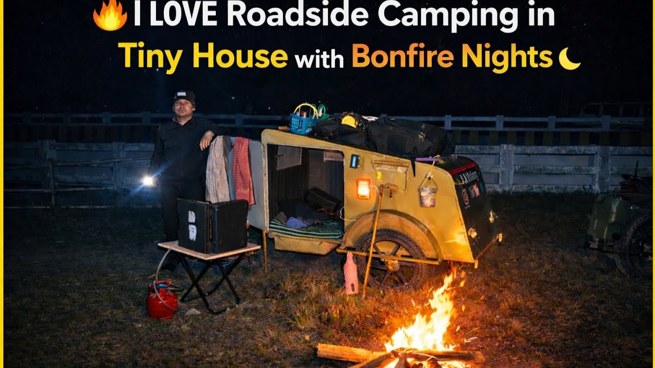 I LOVE Roadside Camping in Tiny House with Bonfire Nights!