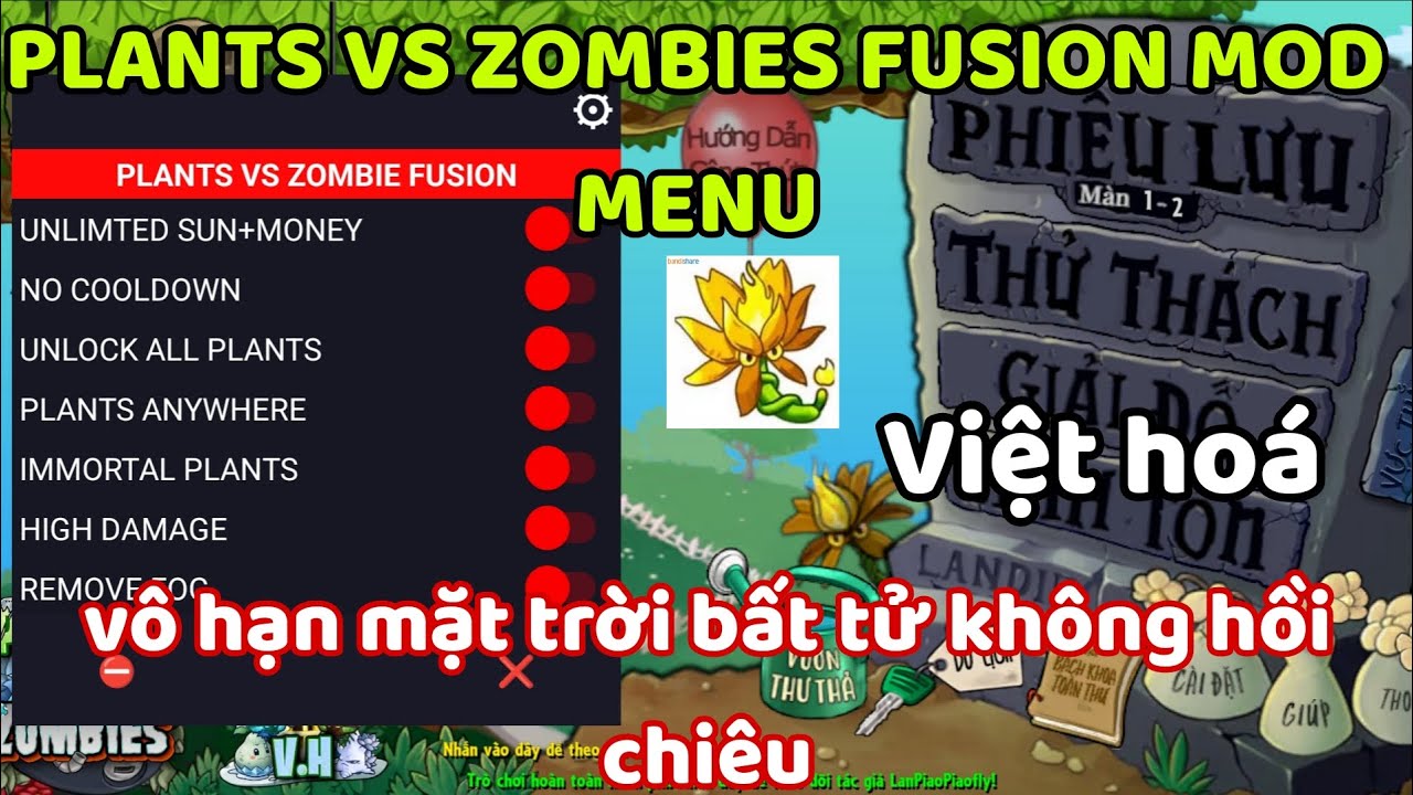 Cách Hack Plants Vs Zombies Fusion Edition Việt Hoá Mod Menu Vô Hạn Mặt Trời V3.0 Cực Hay