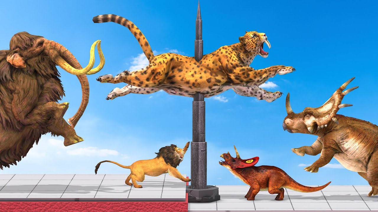 Who Can Avoid Giant Spike Dinosaurs or Prehistoric Animals and Modern Mammals Animal Revolt Battle