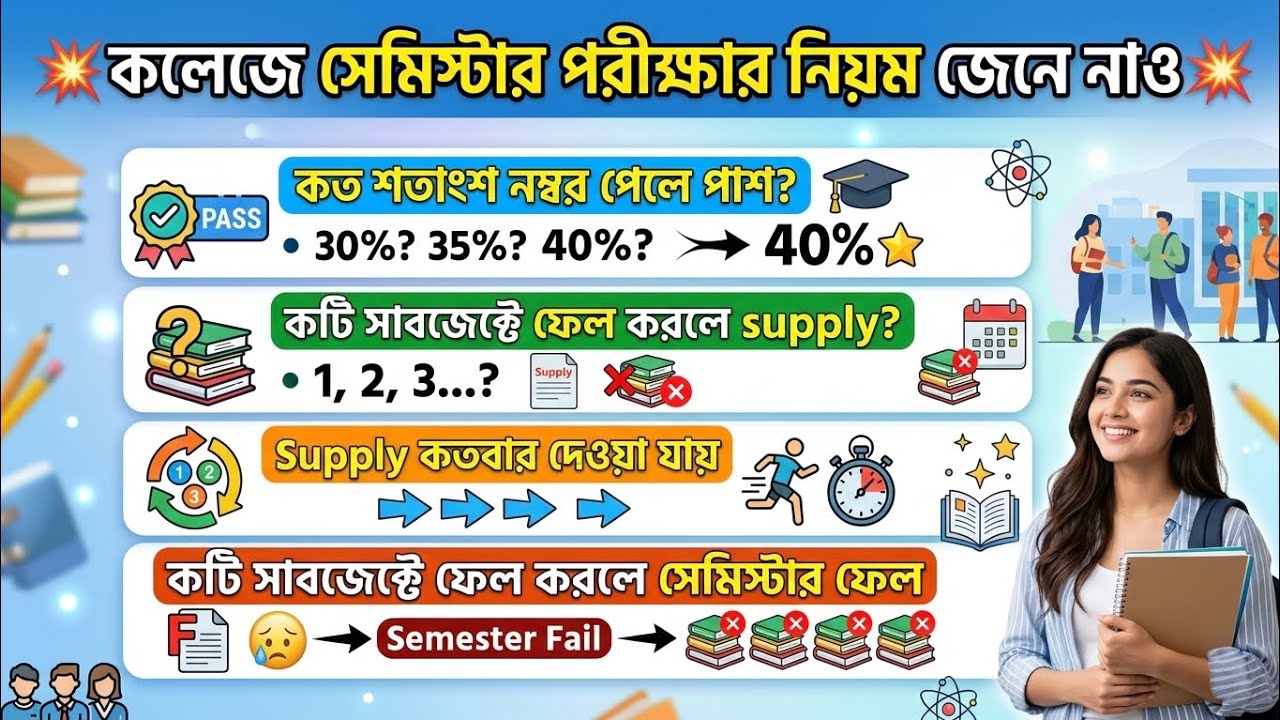 WB College supplymentary rules 2025-26 | collegesemester supply New rules | college supplyexam date