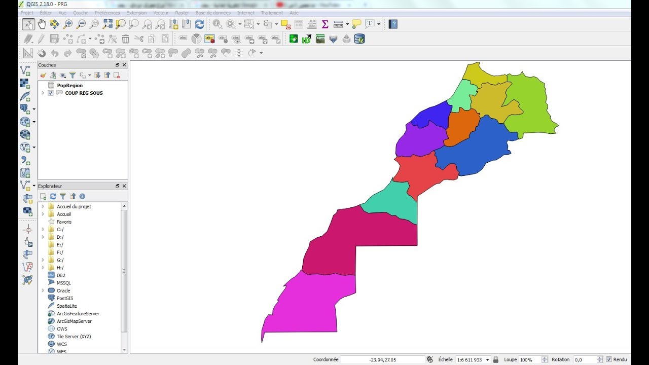 Digitalisation les region de Maroc -QGIS-