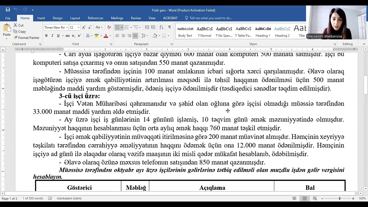 PMS 2 Fiziki şəxslərin muzdlu işdən gəlirləri üzrə 10 ballıq sualın izahı