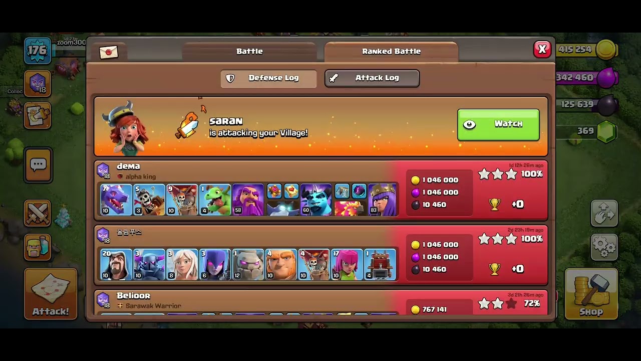 Clash of Clans - Ranked Battle 3 stars with TH14 Queen Charge + Mass Super Hogs! (5 example attacks)