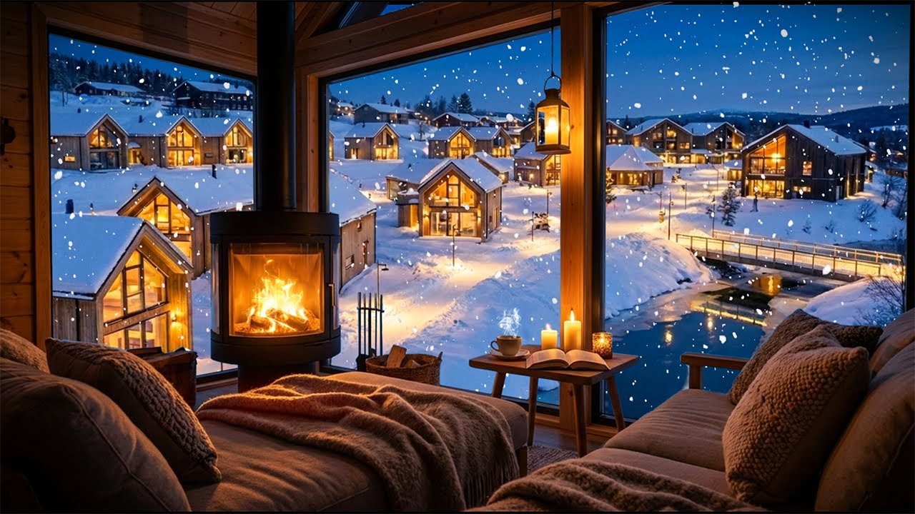 Relaxing Piano Music LIVE 🎹 Cozy Winter Cabin Fireplace ❄️ Calm Sleep, Study, Stress Relief