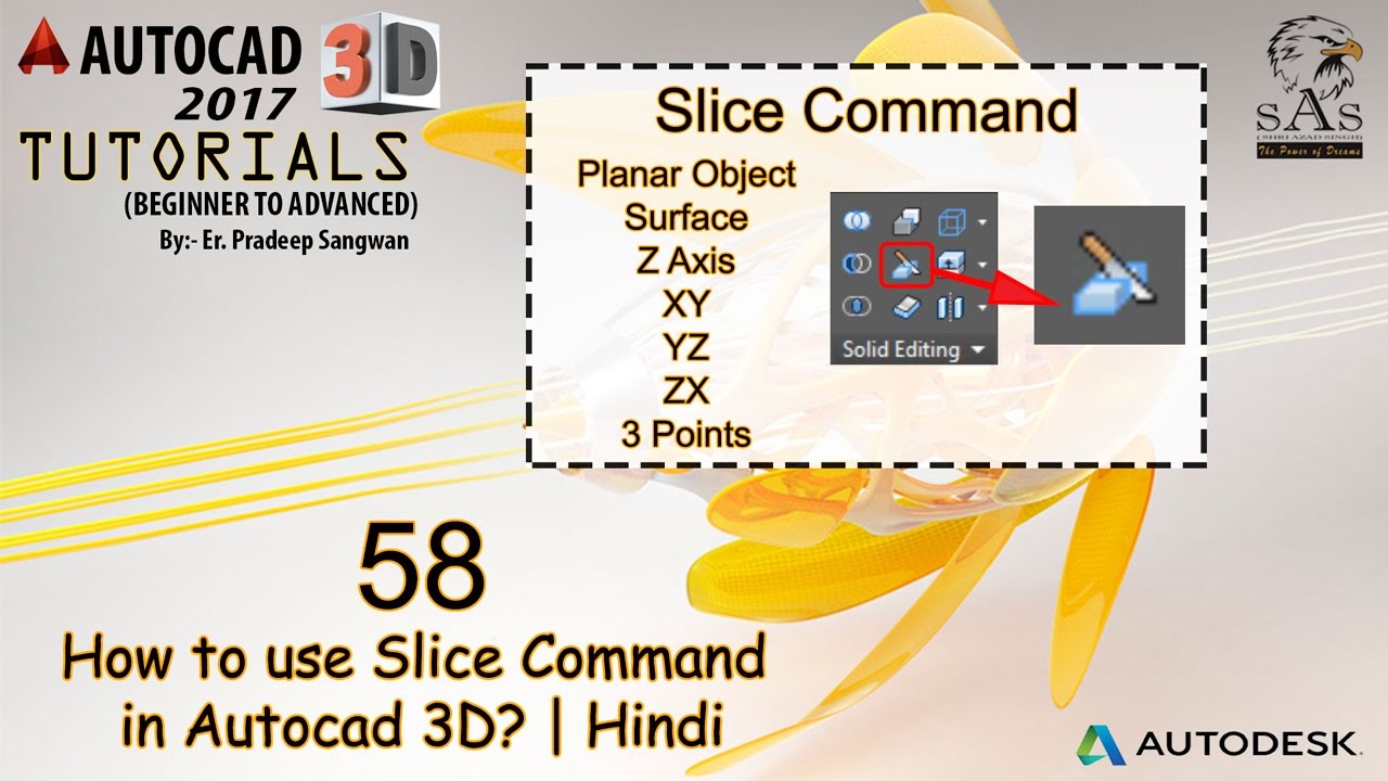 Autocad 3D Tutorial 58: How to use Slice Command in Autocad 3D?