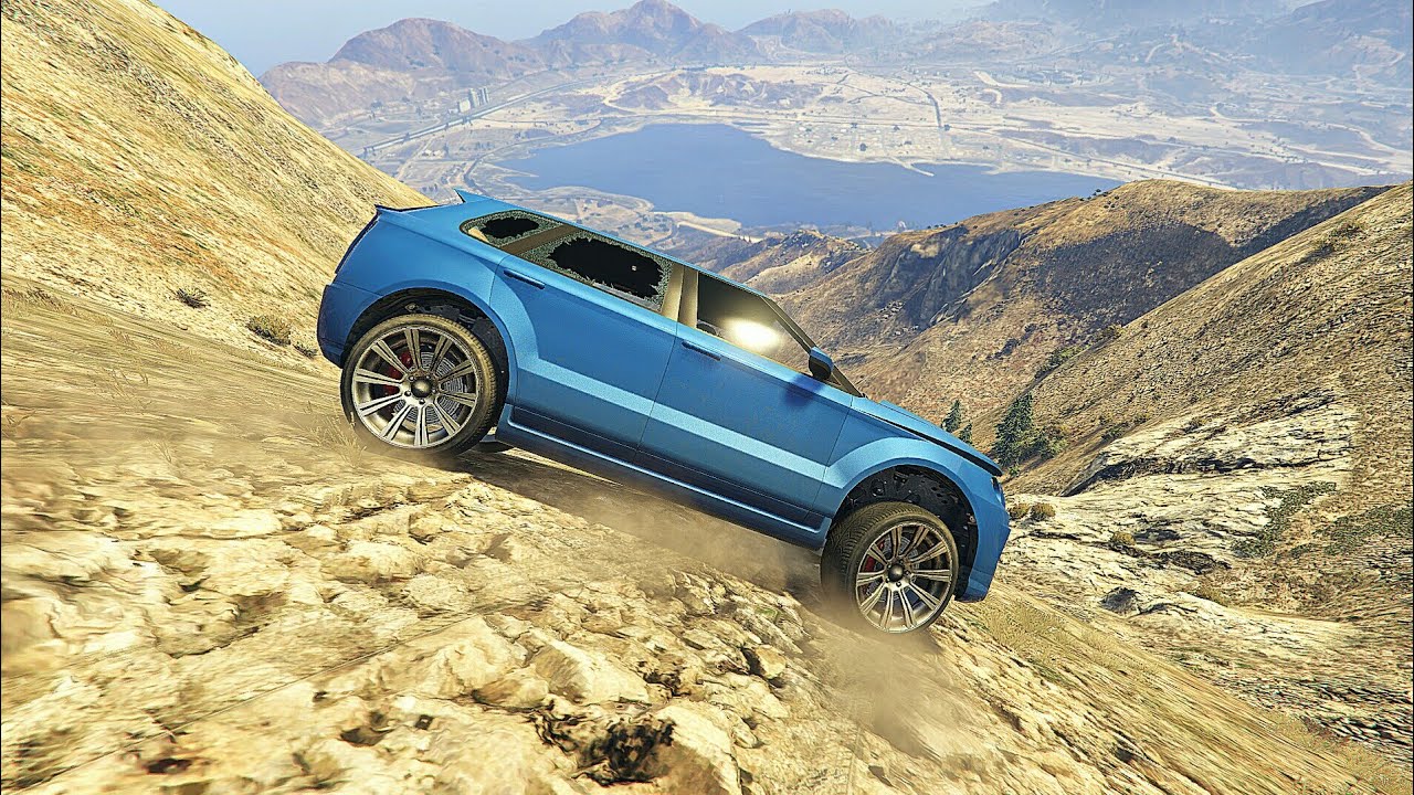 GTA 5 - Driving Real Cars off Mt Chiliad (GTA 5 Crashes/Ragdolls) Ep.7