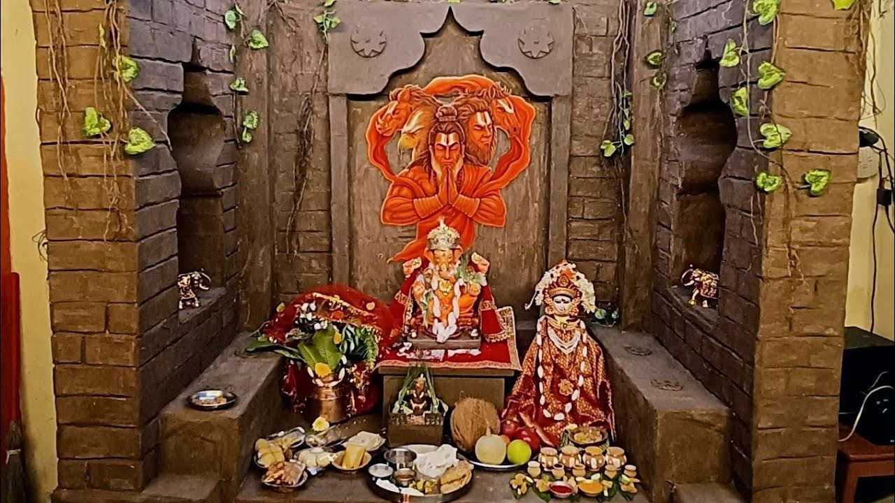 पंचमुखी हनुमान मंदिर सजावट 2025  घरचे गणपती बाप्पा...🙏🏻🚩 Panchmukhi hanuman mandir ganpati decora