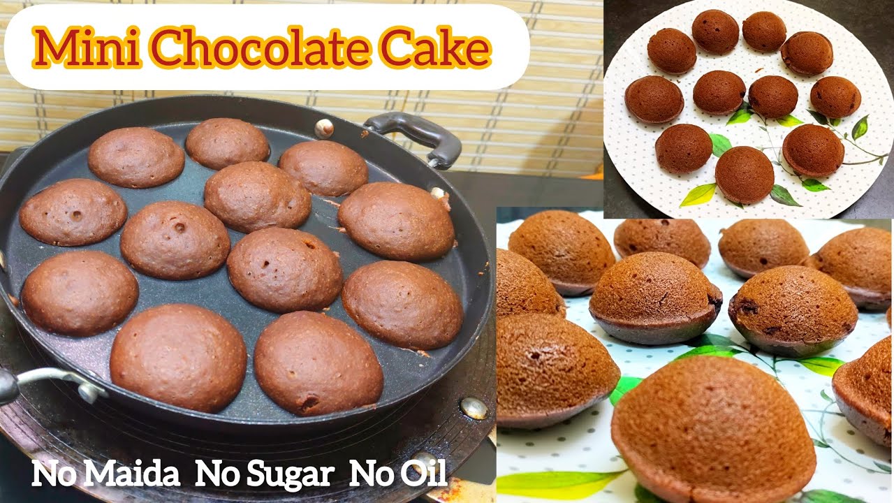 Mini Chocolate Cake Without Maida,Sugar,Oil & Oven In 15 Mins|हेल्दी केक रेसिपी|Cake In Appe Pan