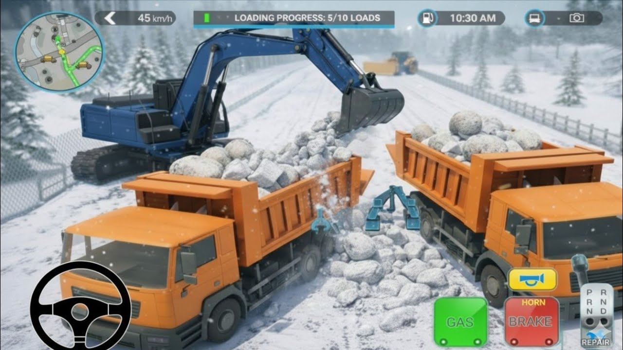 Snow Offroad Construction Simulator Game – Build Roads in Winter with Heavy Trucks