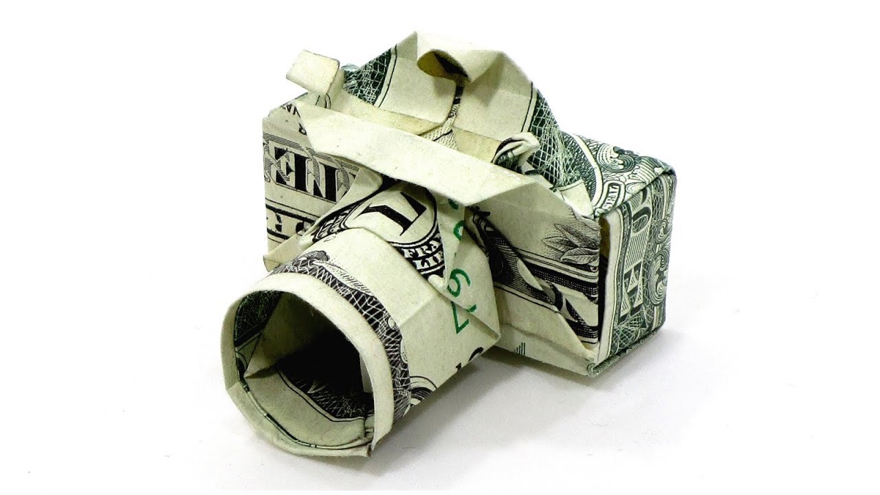 Origami Dollar bill Camera tutorial (Won Park) 折り紙  カメラ $1 money billete
