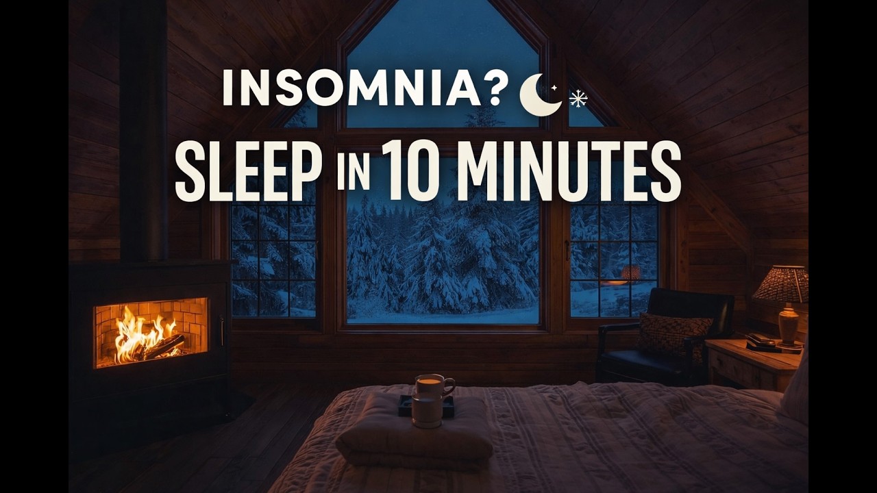 Fall Asleep in 10 Minutes ❄️ Cozy Nordic Cabin Fireplace & Snow
