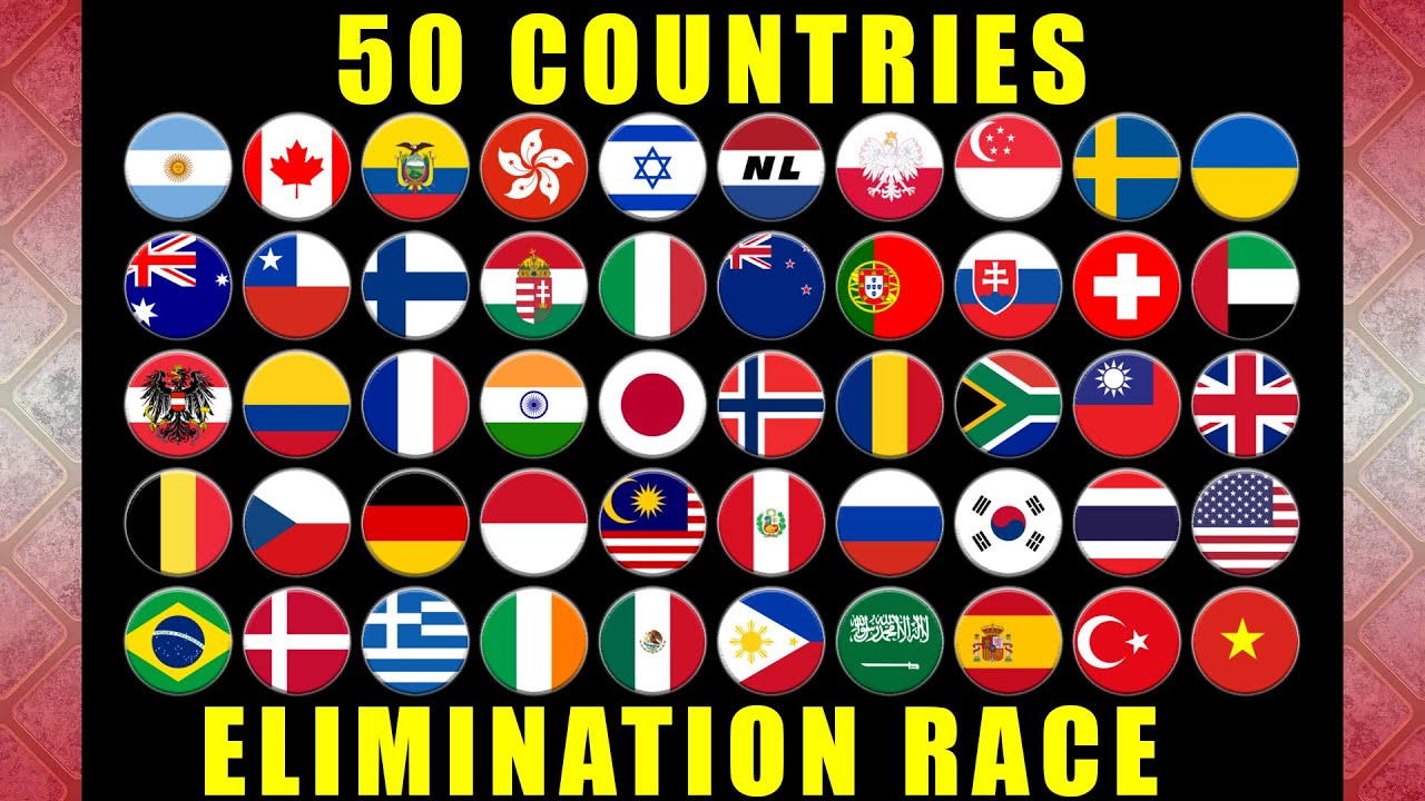 50 Countries Elimination Marble Race in Algodoo #13 \ Marble Race King