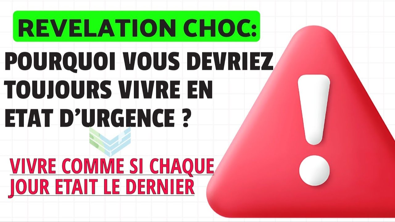 VIVRE EN ETAT D'URGENCE SPIRITUELLE: ET SI C'ETAIT AUJOURD'HUI