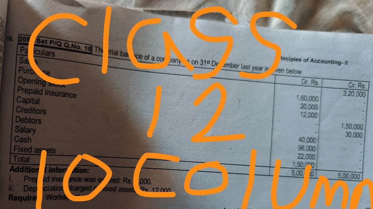 10 column worksheet class 12 old is gold question solve 2080 set p&q qn 15