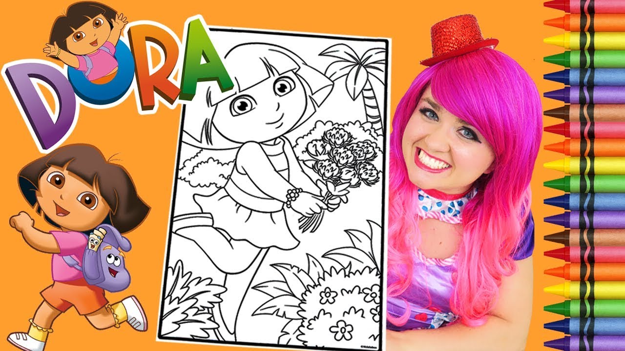 Coloring Dora The Explorer GIANT Coloring Book Page Crayola Crayons | KiMMi THE CLOWN
