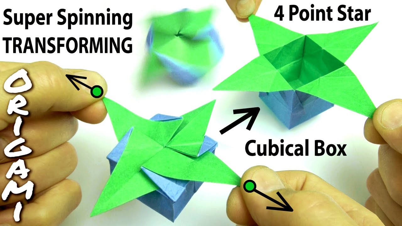 Origami Transforming Star Box -- Opens! Closes! Spins when you Blow on it!