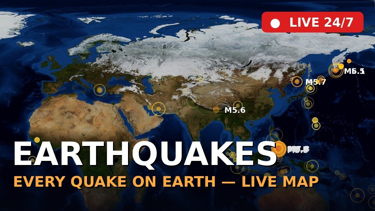 🌋 EARTHQUAKES LIVE 24/7 &mdash; World Seismic Activity Map in Real Time | USGS Data