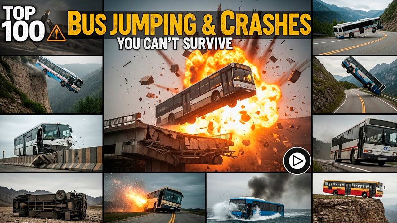 School Bus Crashes &ndash; TOP 100 BeamNG Drive Crazy Bus Crash Test Compilation