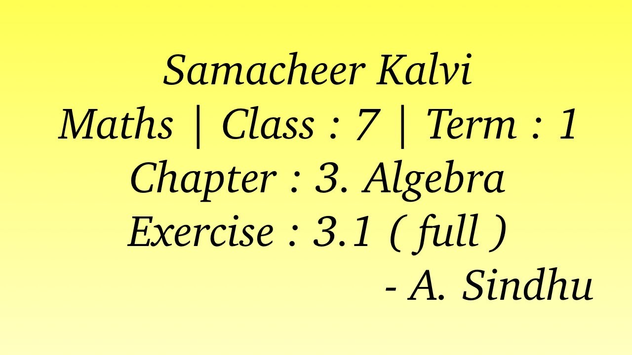 7th Maths Term 1 | Samacheer | Chapter 3 | Algebra | Exercise 3.1 full