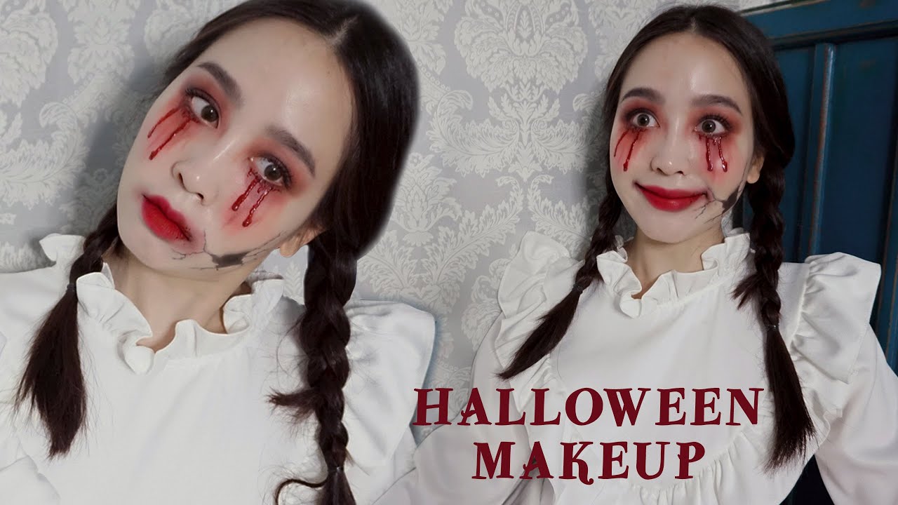 แต่งหน้าฮาโลวีน ตุ๊กตาผี!แบบง่ายสุด Halloween Makeup 2020