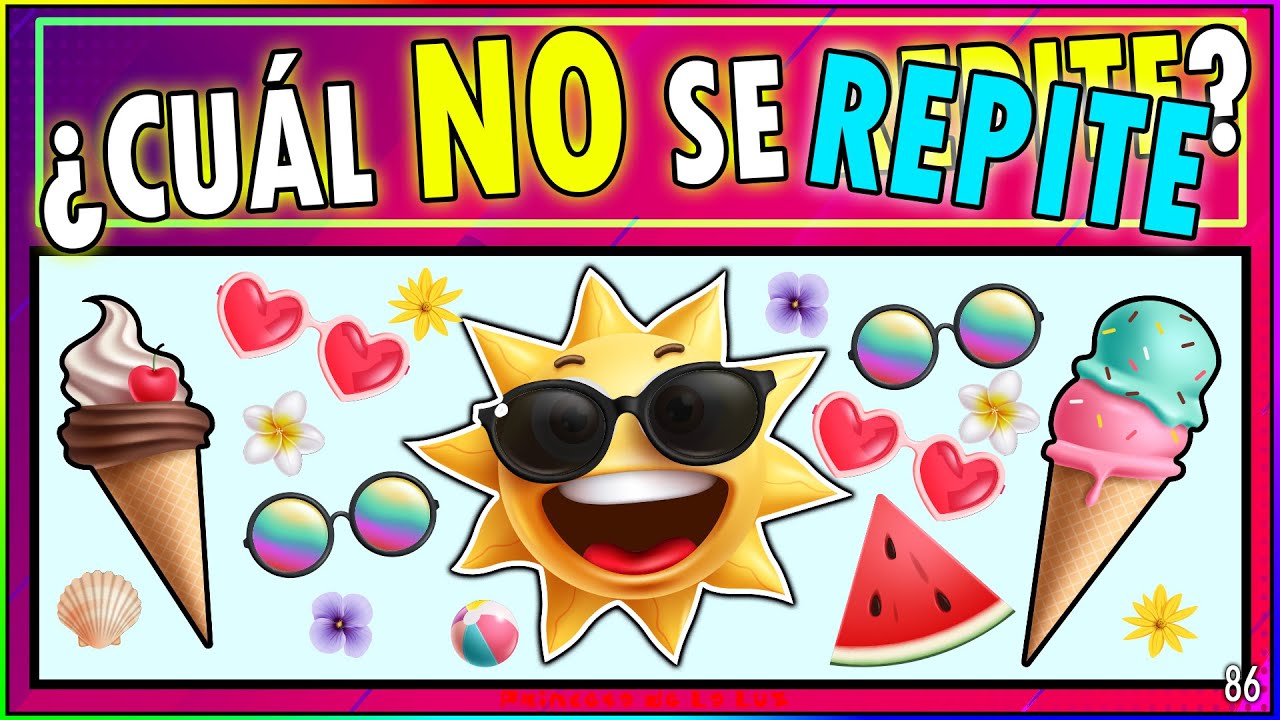 JUEGO ¿Cuál NO Se REPITE? 👫 Pasatiempos Divertidos 🎲 JUEGOS De Memoria Del VERANO